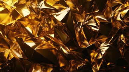 Poster - Golden abstract foil texture with geometric shapes and metallic luster