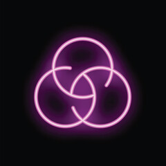 Poster - Neon pink borromean rings symbol is glowing on a black background