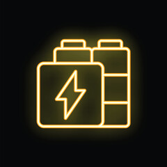 Aufkleber - bright neon yellow battery icon glowing on a dark background, representing charging, energy, and pow