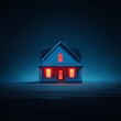 © Cedric - Ein einsames Haus im Nebel mit leuchtenden Fenstern in der Dunkelheit