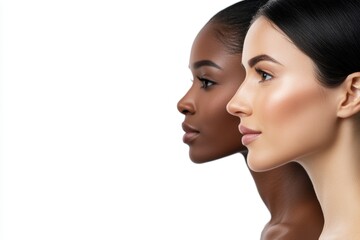 Wall Mural - Two women with different skin tones stand side by side