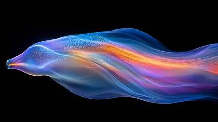 Poster - Abstract light wave, flowing energy, dark background, digital art, website design