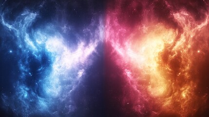 Aufkleber - Cosmic Nebula Blue and Red Energy Clash. Background stars, for science fiction