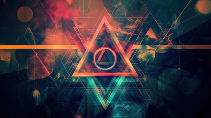 Poster - Abstract geometric artwork with triangle and circle shapes on a textured background