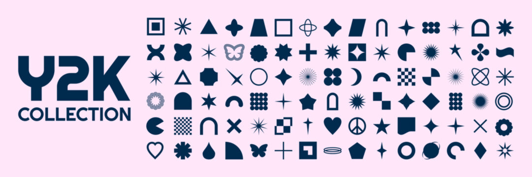 Y2k elements for your designs. Trendy graphic geometric vector set