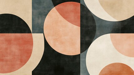Poster - Abstract Geometric Composition with Circles and Squares in Muted Colors