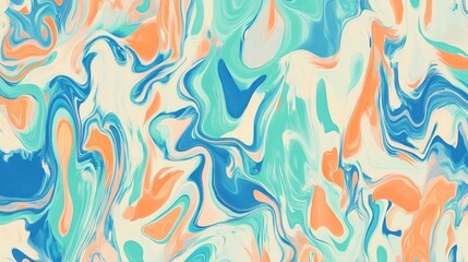 Poster - Abstract fluid art background with vibrant blue and orange swirls and gentle curves