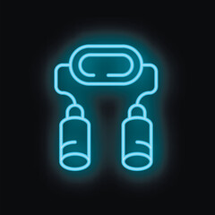 Poster - Blue neon vr glasses glowing against a black background