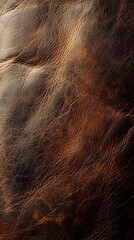 Poster - Deep brown hues and intricate textures of aged leather capture the eye, revealing a blend of natural beauty and timeworn elegance illuminated by soft evening light