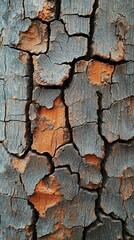 Poster - The weathered surface of rustic wood tells a tale, with deep cracks revealing rich earthy tones. Its natural beauty reflects the essence of nature over time, a perfect blend of texture and color