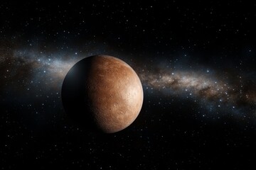 mysterious rocky planet in distant galaxy with starry background