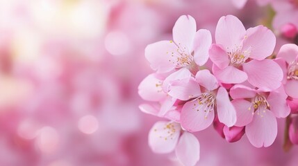 Poster - Pink cherry blossoms bloom beautifully in spring, filling the air with fragrance and color around a quiet garden. Generative AI