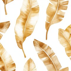 Canvas Print - A repeating pattern of watercolor hand-drawn autumn dry yellow leaves on a white background. Great for Halloween cards, stickers, wallpaper, wrapping, and sketchbooks