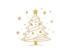 Poster - A streamlined line drawing of a Christmas tree