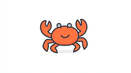 A crab at the seashore. A collection of sea and ocean elements. A single, continuous line. A minimal, isolated logo in one continuous line drawing