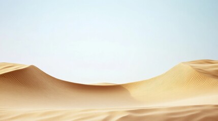 Poster - Expansive sand dunes stretch beneath a clear sky in a serene desert landscape during midday. Generative AI