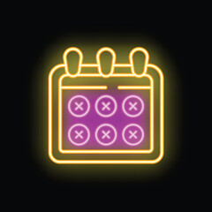 Poster - Neon calendar icon with all days crossed out symbolizing canceled events