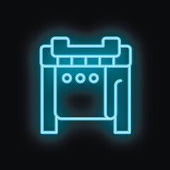 Poster - Neon blue icon of a ticket gate glowing on a black background