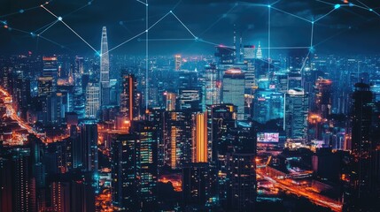 Poster - A futuristic city powered by AI-driven smart resources and automation.