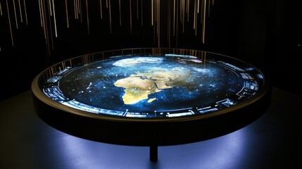 Poster - A futuristic holographic display showing global data resources.