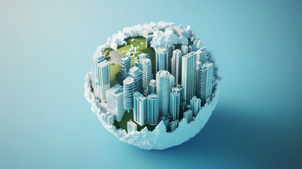 Wall Mural - Globalization trends flat design front view emerging global economy 3d render. Typography Integration. Illustration