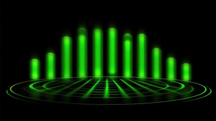Poster - Digital stock market chart with rising green candlesticks on a dark futuristic background.