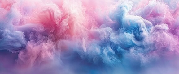 Poster - Pastel pink blue smoke swirls, abstract art background