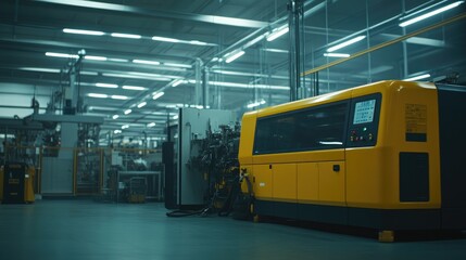 Poster - Injection molding machines producing plastic components in a high-tech factory.