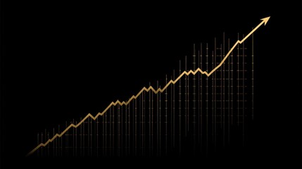 Poster - Minimalist black and gold financial stock chart showing steady growth.