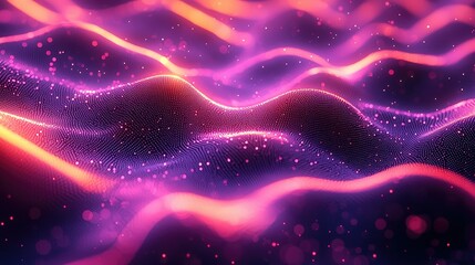 Poster - Abstract Pink and Orange Wave Particle Background