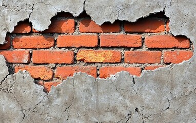 Aufkleber - Weathered brick wall, exposed bricks, grunge texture background, construction, design