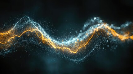 Poster - Abstract Blue And Orange Particle Wave