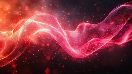 Poster - Abstract Red Wave Particle Flow Design