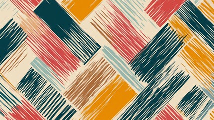 Poster - Abstract brushstroke pattern with diagonal colorful lines in a retro style