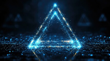 Poster - glowing blue triangle abstract digital art