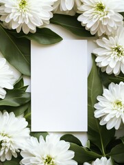 Aufkleber - Floral arrangement with white daisies and blank card for special messages or invitations. Generative AI