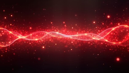 Leinwandbilder - Red energy wave design with glowing particles. Dynamic, intense energy flow. Abstract illustration. Suitable for science fiction futuristic themes. Creative concept for digital animation graphic