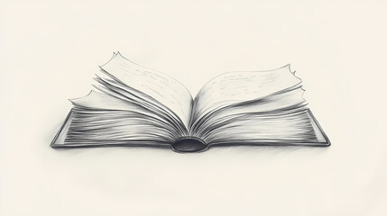 Canvas Print - A minimalist drawing of a book lies open to reveal its internal structure depicted in reverse from an unconventional side perspective view. Unconventional Perspectives. Illustration