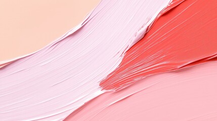 Poster - Thick textured brushstrokes of pink, coral, and white paint create a dynamic and abstract composition
