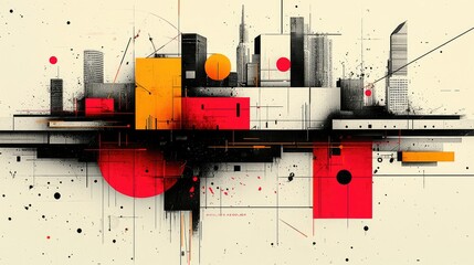 Poster - abstract cityscape geometric urban art design