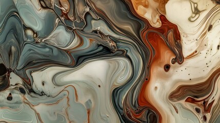 Poster - swirling fluid art: abstract marble texture with earthy tones and elegant flow