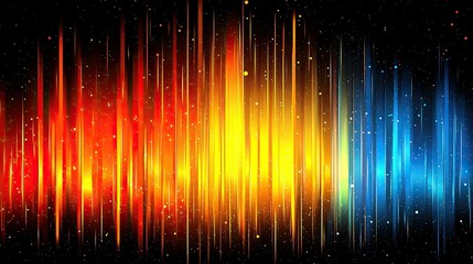 Poster - Abstract Colorful Vertical Lines And Glowing Particles Background