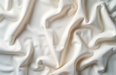 Aufkleber - Closeup view of crumpled white linen fabric. Smooth surface. Abstract texture. Natural material. Versatile background for design projects. Suitable for fashion, textile, eco themes. Handmade linen.