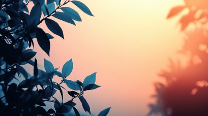 Aufkleber - Beautiful twilight color gradient with silhouetted foliage in serene outdoor setting. Generative AI