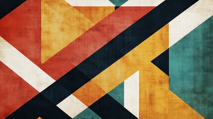 Poster - Retro Geometric Abstract with Textured Canvas Effect for Modern Design Projects
