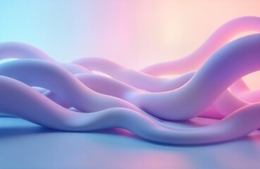 Aufkleber - Abstract design with soft gradient light purple, blue colors. Flowing 3D shapes create smooth glossy surface. Curved lines, minimalistic style give modern glass effect. Dynamic wave pattern. Photo