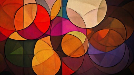 Poster - abstract geometric art with overlapping circles in vibrant and textured hues