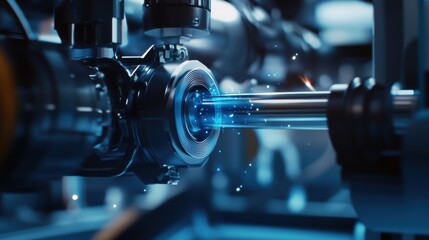 Aufkleber - automated industrial machinery processing metal rod with high precision. showcasing innovative techn
