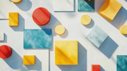 Poster - Colorful abstract geometric shapes creating a vibrant and modern 3D pattern