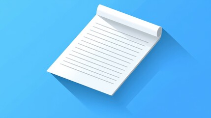 Fototapete - A modern flat design showcasing a blank paper icon, set against a stylish blue backdrop, perfect for minimalistic themes.